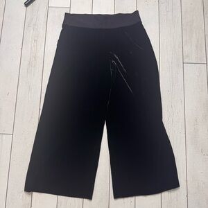 Eileen Fisher Velvet Pull On Wide Leg Crop Pants Size XS Black Silk Blend